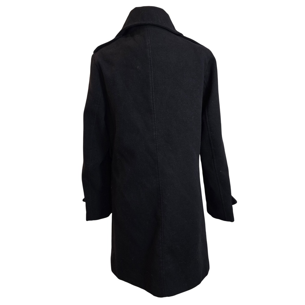 ALYY Womens M Black Double Breasted Wool Blend Pea Coat Jacket - Picture 6 of 9